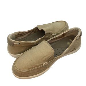 Crocs Women's Size 9 Walu Canvas Loafer Tan Good
